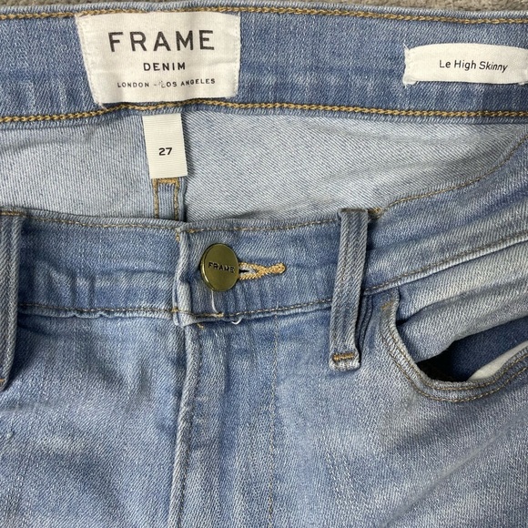 Frame Jeans Womens 27 Le High Skinny Shredded Chewed Raw Hem Distressed Punk 90s - Picture 4 of 12